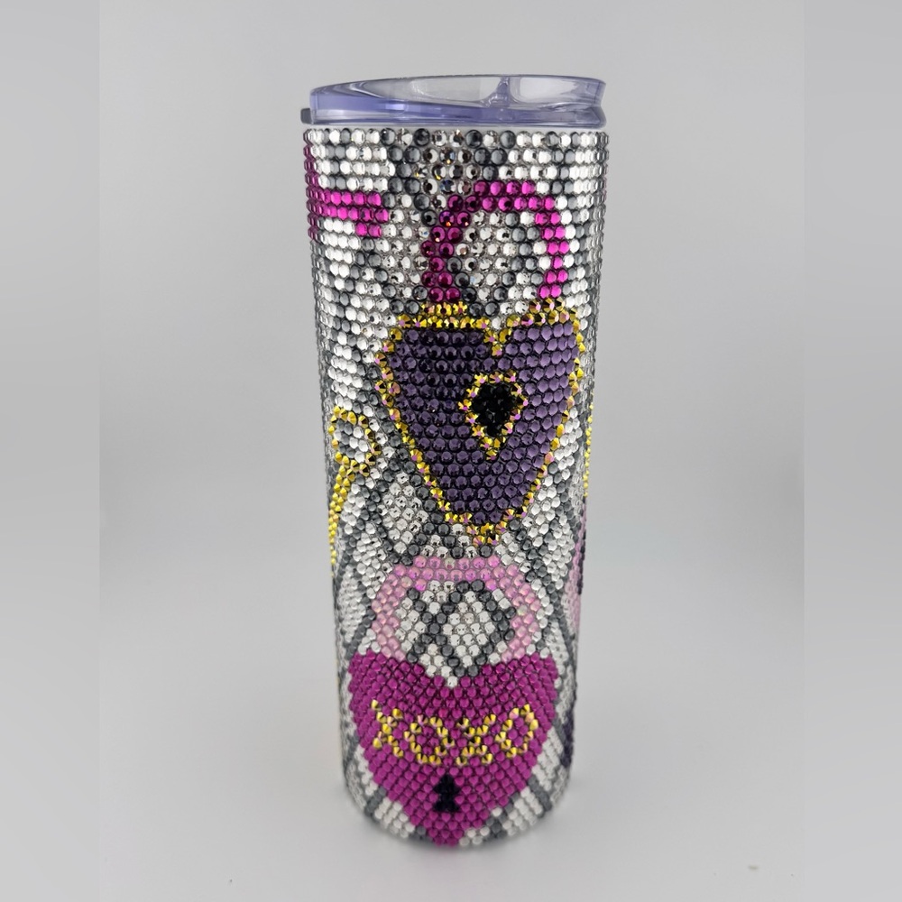 Handmade 20oz rhinestone tumbler - Pont Des Arts pattern
